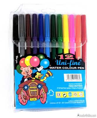 Uni-line water colourpen 12 colorpens  (12pcs)