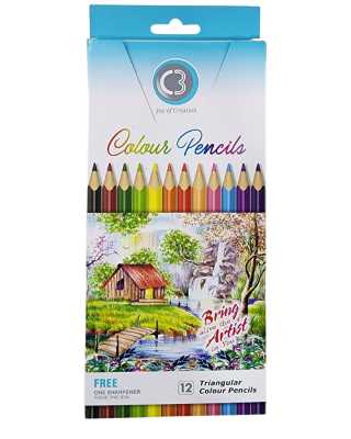 DOMS C3 Colour Pencils | 12 Triangular Colour Pencils (1packet)